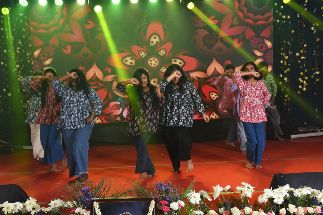 Students performing together during a campus cultural event