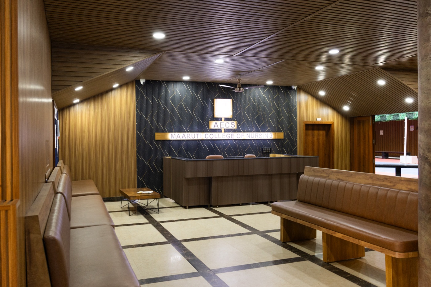 AECS Maaruti College of Nursing reception desk and visitor seating area