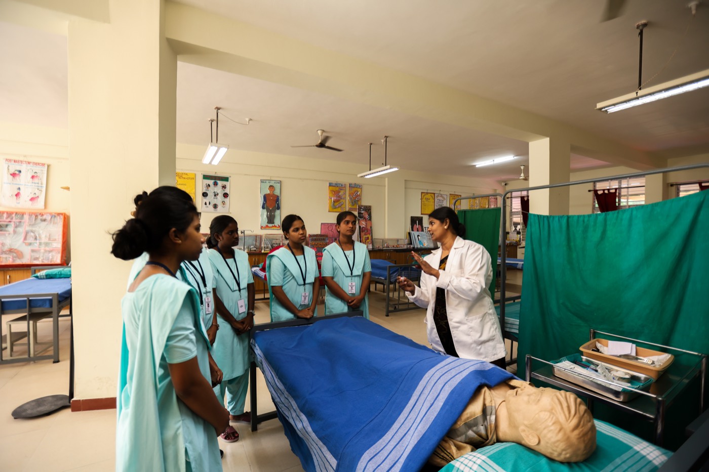 Nursing students in foundational skill-lab training for the GNM programme