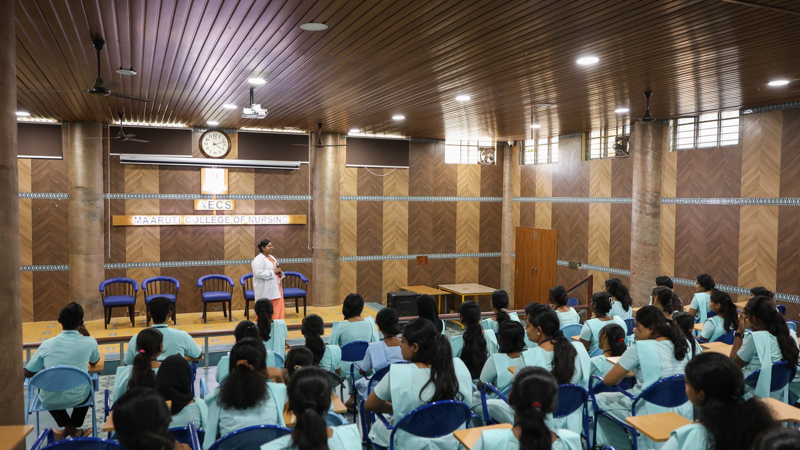 Seminar or lecture session with nursing students in a hall